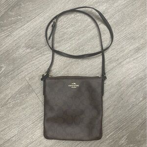 Coach Signature File Crossbody Bag durable coated canvas w "C" monogram brown